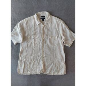Bruno Washable Men Shirt  100%Linen Size XL White Cream Color